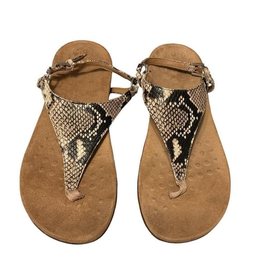 Vionic‎ Kirra Snake Print Thong Backstrap Sandals Size 9.5 Orthotic Arch Support